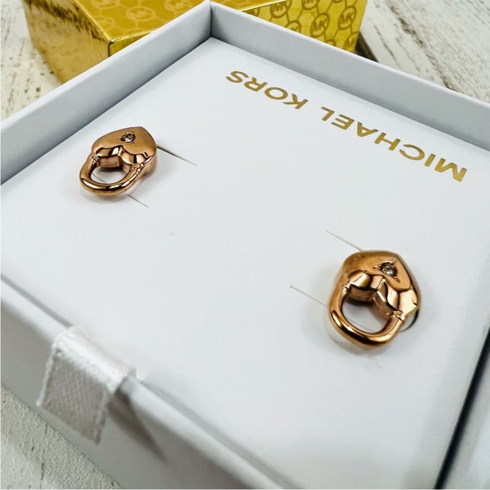 Michael Kors Gold Tone Heart Stud Earrings - Picture 6 of 7